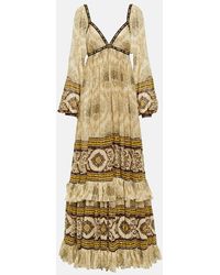 Etro - Ruffled Printed Silk Jacquard Gown - Lyst