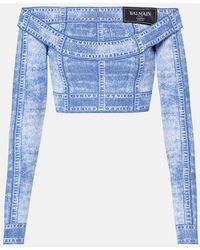 Balmain - Top Cropped Trompe L'Oeil - Lyst