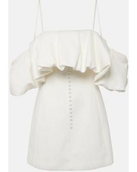 Jonathan Simkhai - Puff Off-Shoulder Cotton And Linen Minidress - Lyst