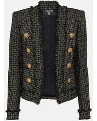 Balmain - Giacca doppiopetto in tweed - Lyst