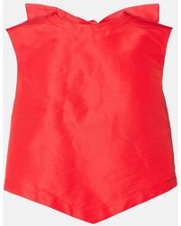 Patou - Bow-Detail Open-Back Faille Crop Top - Lyst