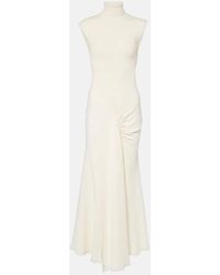 Victoria Beckham - Draped Turtleneck Jersey Maxi Dress - Lyst