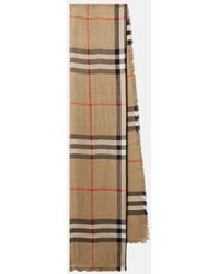 Burberry - Check Wool And Silk Scarf - Lyst