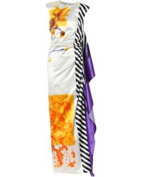 Dries Van Noten Robe en satin de coton mélangé imprimé - Multicolore