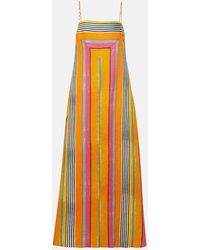 STAUD - Laura Striped Linen Maxi Dress - Lyst