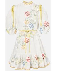 ALÉMAIS - Embroidered Cotton Minidress - Lyst