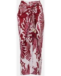 Poupette - Uma Floral Gathered Cotton Midi Skirt - Lyst
