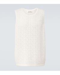 FRAME - Crochet Cotton-Blend Tank Top - Lyst