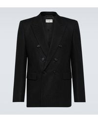 Saint Laurent - Pinstripe Wool Flannel Suit Jacket - Lyst