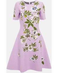 Oscar de la Renta - Floral Jacquard Knit Minidress - Lyst