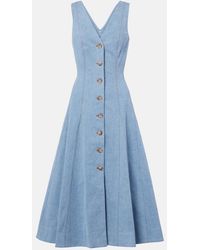 Veronica Beard - Lou Pleated Denim Midi Dress - Lyst