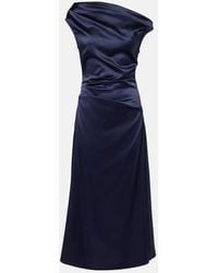 STAUD - Elyse Pleated Silk-Blend Maxi Dress - Lyst