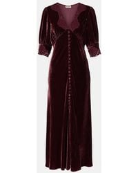 RIXO London - Simone Lace-Trimmed Velvet Midi Dress - Lyst
