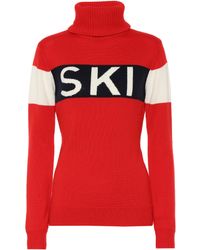 Perfect Moment Intarsia Merino Wool Turtleneck Sweater - Red