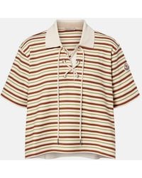 Moncler - Striped Cotton Jersey Polo Shirt - Lyst