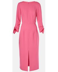Carolina Herrera - Vestido Midi De Mezcla De Lana - Lyst