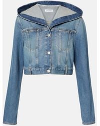 Alaïa - Cropped Hooded Denim Jacket - Lyst