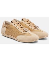 Roger Vivier - Viv Low Leather-Trimmed Satin Sneakers - Lyst