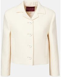 Gucci - Gg Wool And Silk Crepe Jacket - Lyst