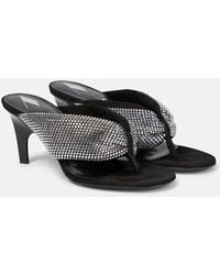 The Attico - Rem Satin Crystal-Embellished Thong Sandals - Lyst