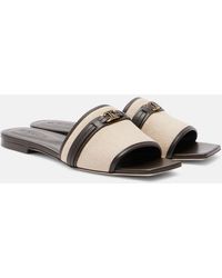 Tod's - Leather-Trimmed Raffia Slides - Lyst