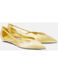 Prada - Bailarinas De Saten Con Logo - Lyst