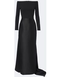 Solace London - Winslow Off-Shoulder Satin And Crepe Gown - Lyst
