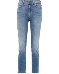 7 For All Mankind Jeans The Straight Crop a vita media - Blu
