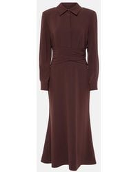 Roland Mouret - Gathered Crepe Satin Midi Dress - Lyst