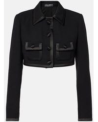 Dolce & Gabbana - Cropped Wool And Silk-Blend Jacket - Lyst