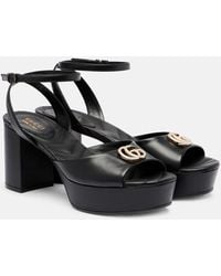 Gucci - Double G Leather Platform Sandals - Lyst