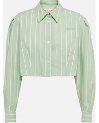Marni - Striped Cropped Cotton Shirt - Lyst