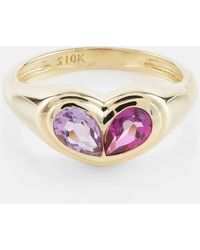 STONE AND STRAND - Lavender Haze 10kt Gold Ring With Amethyst And Topaz - Lyst