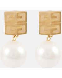 Givenchy - Logo-engraved Brass And Pearl Drop Earrings - Lyst
