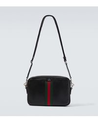 Gucci - Web Trademark Small Leather Crossbody Bag - Lyst
