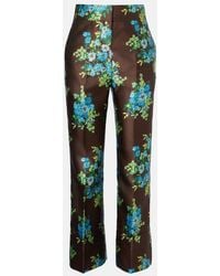 ALÉMAIS - Floral Cropped Satin Flared Pants - Lyst