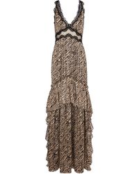 Costarellos Robe longue Farah à motif tigre - Marron