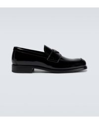 Prada - Logo Plaque Leather Loafers - Lyst