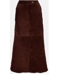 Johanna Ortiz - Mid-Rise Suede Midi Skirt - Lyst