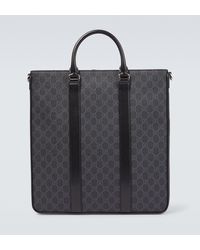 Gucci - GG Supreme Medium Leather-trimmed Tote Bag - Lyst