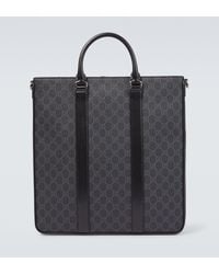 Gucci - Gg Supreme Medium Leather-Trimmed Tote Bag - Lyst