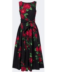 Dolce & Gabbana - Floral Cotton Midi Dress - Lyst