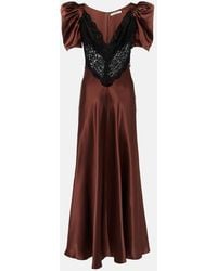 Rodarte - Lace-Trimmed Silk Charmeuse Gown - Lyst