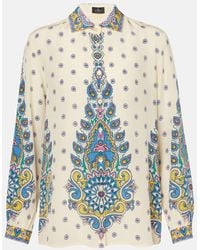 Etro - Bedrucktes Hemd Aus Seide - Lyst