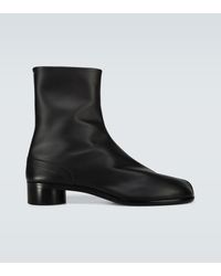 Maison Margiela Low Heel Leather Tabi Boots - Black