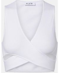 Alaïa - Ribbed-Knit Jersey Crop Top - Lyst
