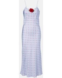 Rodarte - Floral-Applique Printed Silk Slip Dress - Lyst