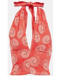 STAUD - Kai Printed Halterneck Crop Top - Lyst