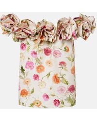 Carolina Herrera - Floral-Applique Off-Shoulder Cotton-Blend Top - Lyst