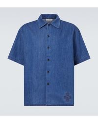 Commas - Embroidered Oversized Cotton-Blend Denim Bowling Shirt - Lyst